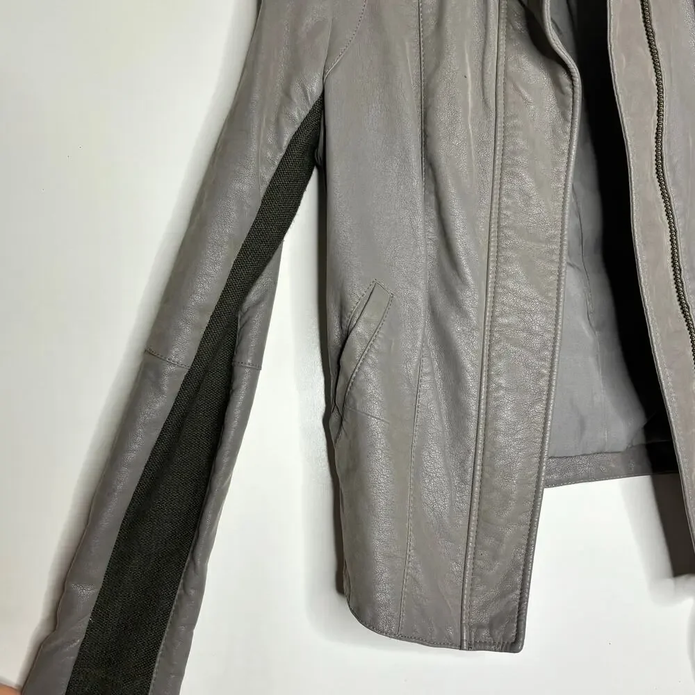 Free People Cool & Clean Vegan, Faux Leather Moto Jacket Slate Gray 4